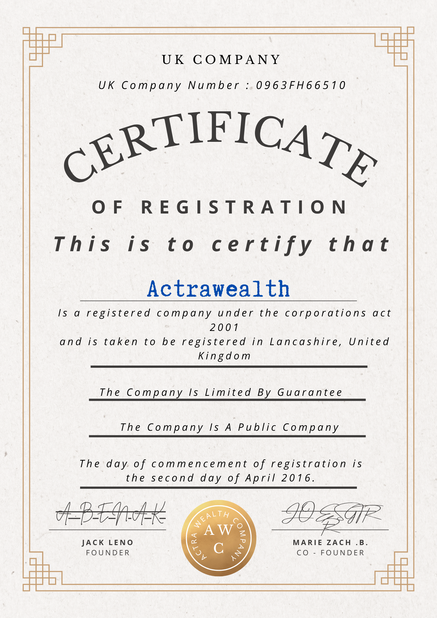 Certificate